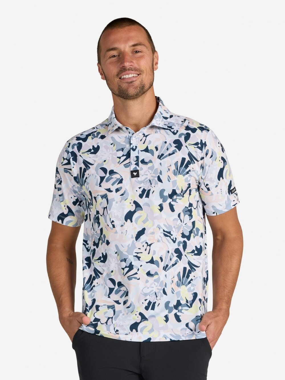 Bad Birdie Core Polo -- Savanagh Swing --Navy, Blue, Yellow & Pink -- L
